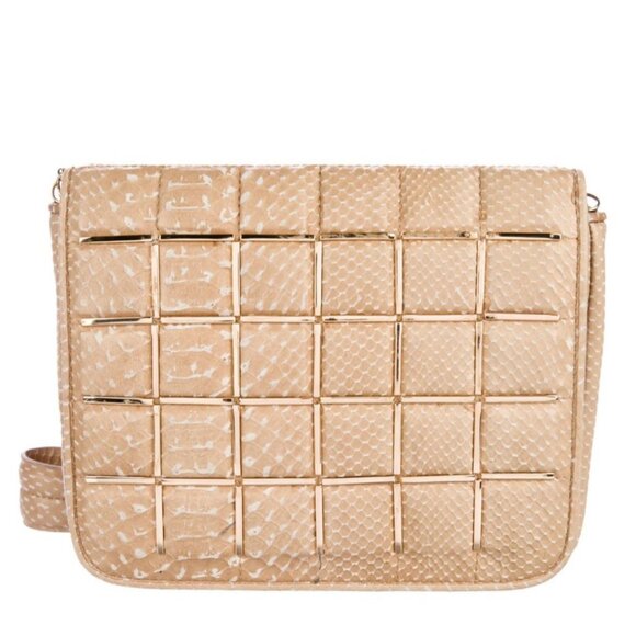 NWT HERVE LEGER Snakeskin Embossed Quilted Lamb Leather Elsa Shoulder Bag - Picture 3 of 5